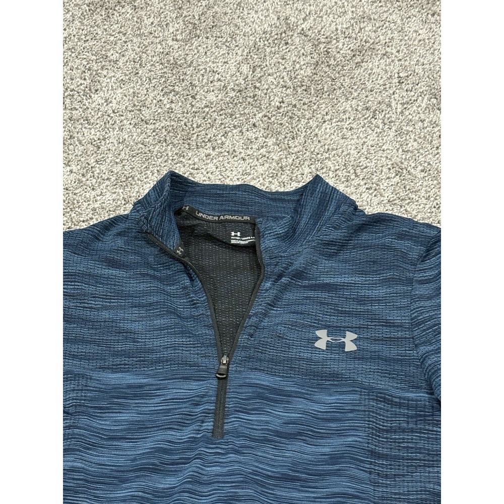 Under Armour‎ Mens HeatGear 1/4 Zip Pullover Blue Space Dye Fitted Medium